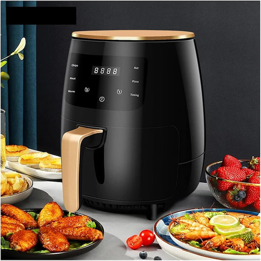 Friteuză fără Ulei cu Aer Cald 2400W, Air Fryer Capacitate 6L, Ecran LCD Touch, 6 Programe Presetate, Accesorii Incluse