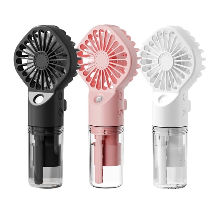 Ventilator portabil cu pulverizare USB – răcoare oriunde, 4 viteze, Baterie 1200mAh