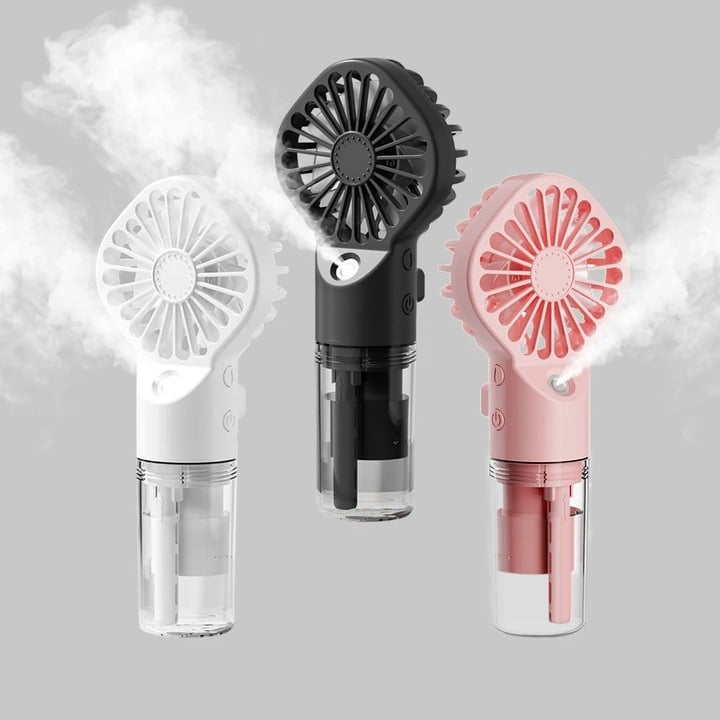 Ventilator portabil cu pulverizare USB – răcoare oriunde, 4 viteze, Baterie 1200mAh