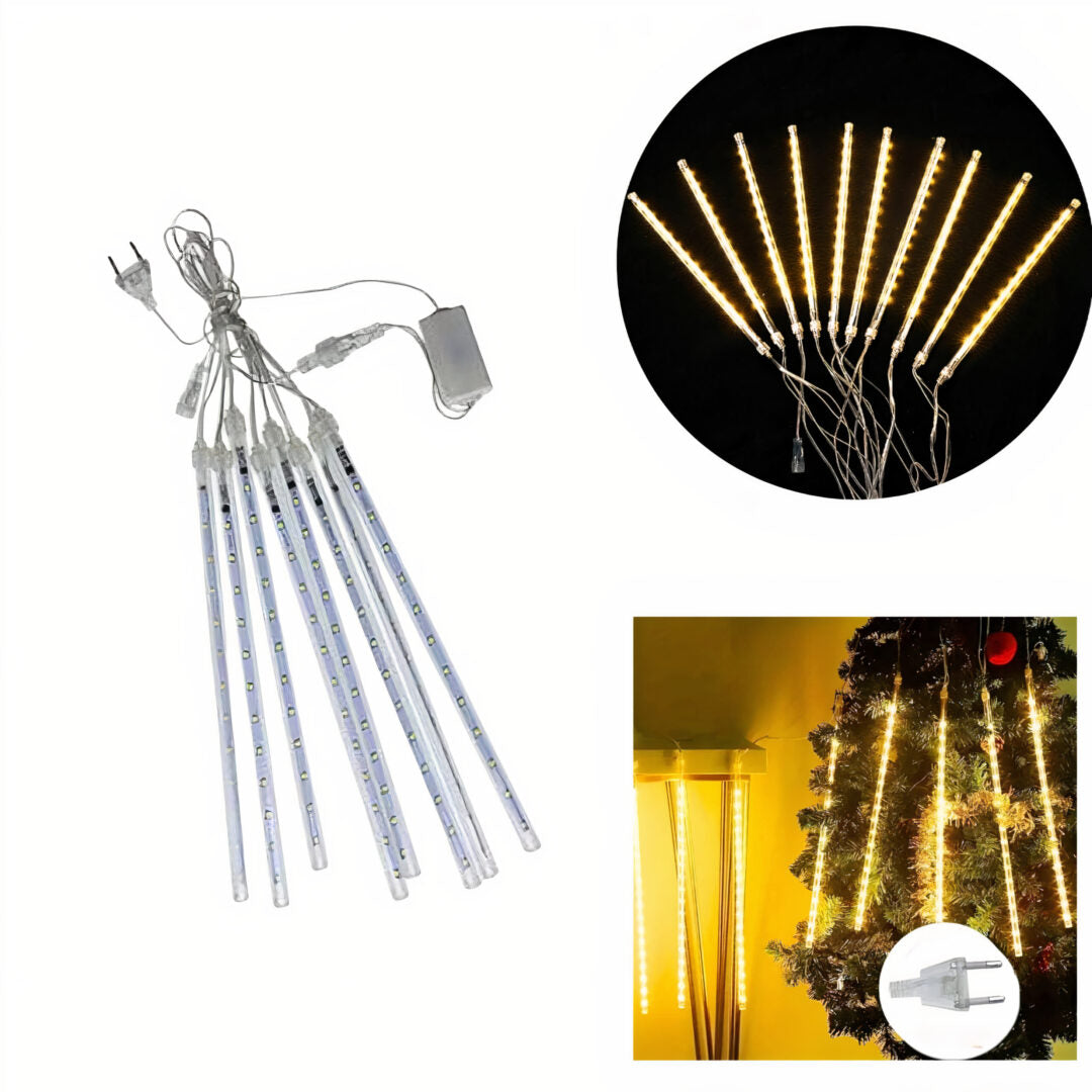 Instalație ZET Consum Redus 3m model Țurțuri, 8 Tuburi Luminoase LED 30cm, Lumină Alb Cald