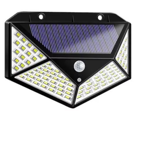 Lampă Solară 100 LED-uri, Reîncărcabilă, Impermeabila IP65, Senzor Mișcare, Ideală pentru Curți și Alei