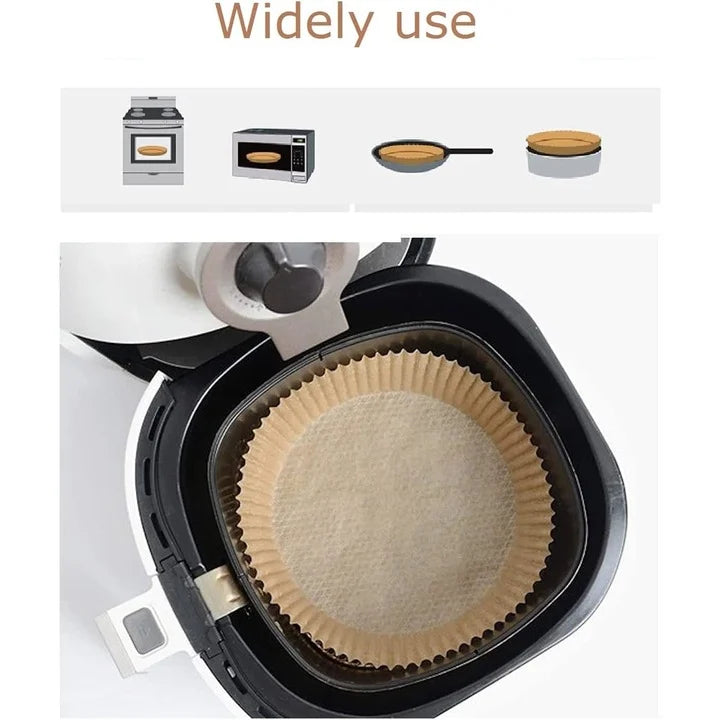 Set 50 Hârtii de Copt 16,5 cm pentru Air Fryer și Cuptor – Antiaderente, rezistente la ulei și apă, gătit fără murdărie