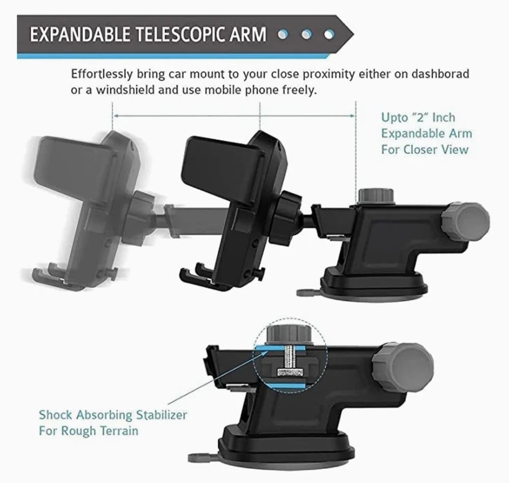 Suport Auto Universal ZET48 cu ventuză și rotire 360° – montaj pe parbriz sau bord, universal