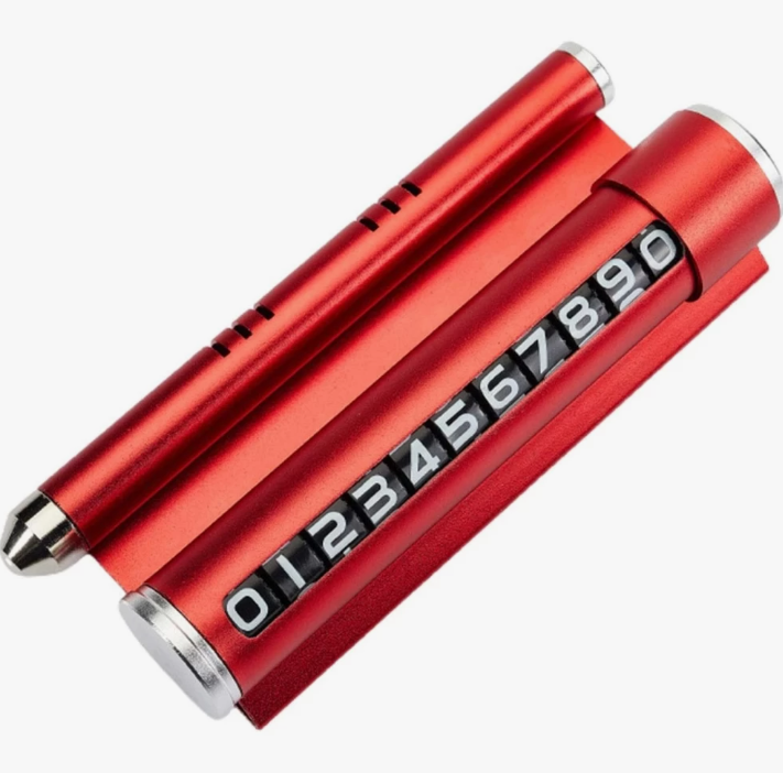 Suport număr de telefon / parcare auto cu odorizant integrat – roșu, design modern