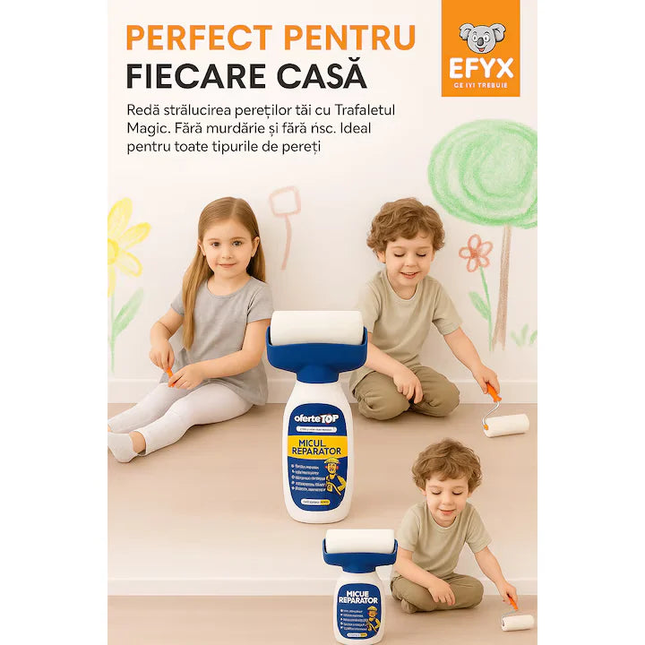 Trafalet Magic cu Vopsea Lavabilă pe Bază de Apă 500g – Rolă Reutilizabilă, Uscare Rapidă, Aplicare Uniformă, Materiale Non-Toxice