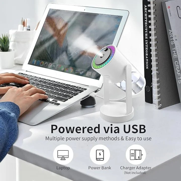 Umidificator Portabil 280 ml cu Proiecție Cer Înstelat – Aromaterapie, temporizare, 8h autonomie, ideal pentru dormitor și birou